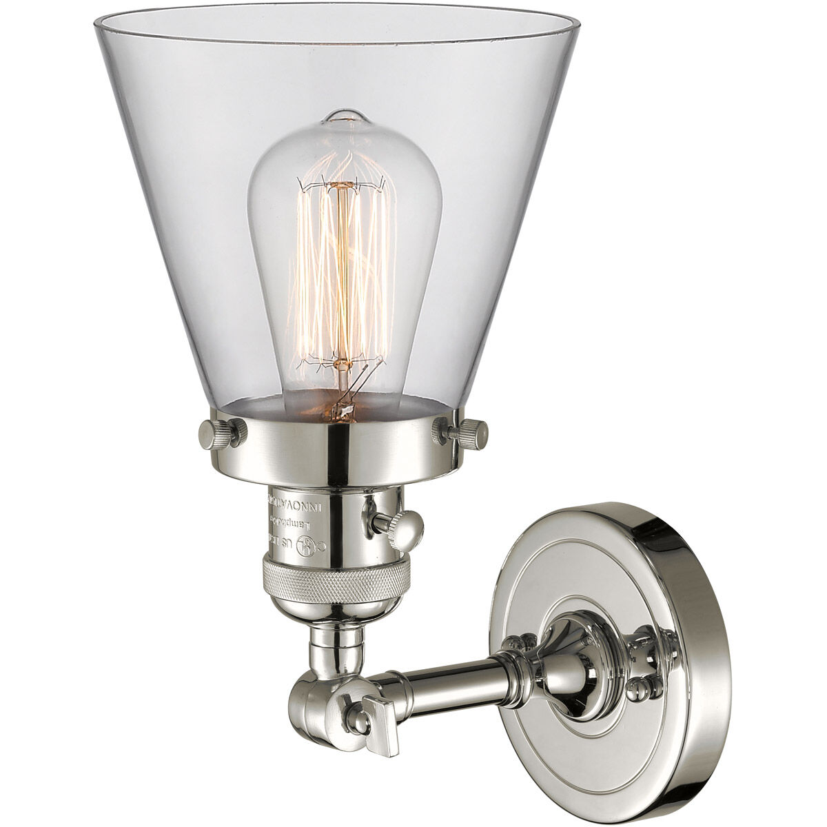 Franklin Restoration Small Cone LED 6 inch Polished Nickel Sconce Wall Light, Franklin Restoration