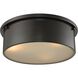 Simpson 3 Light 14 inch Oil Rubbed Bronze Flush Mount Ceiling Light