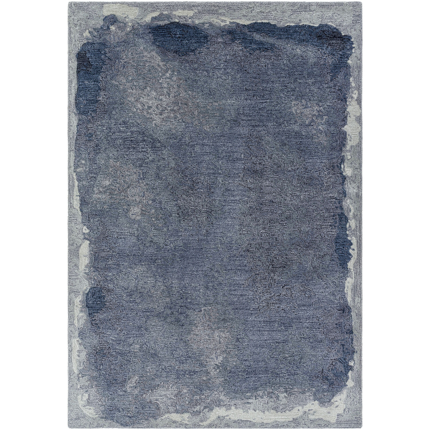 Kavita 90 X 60 inch Grey / Medium Grey / Dark Grey / Steel Grey / Nickel / Slate Blue / Metallic - Silver / Slate Handmade Rug in 5 x 8