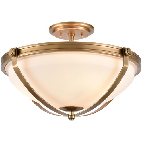 Connelly 3 Light 19 inch Natural Brass Semi Flush Mount Ceiling Light