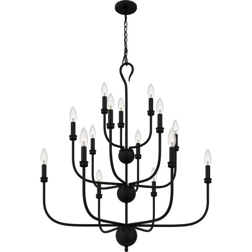 Blanche 15 Light 32 inch Matte Black Chandelier Ceiling Light