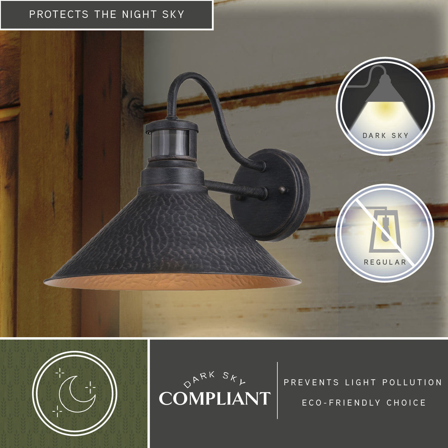 Outland Aged Iron and Light Gold Outdoor Motion Sensor