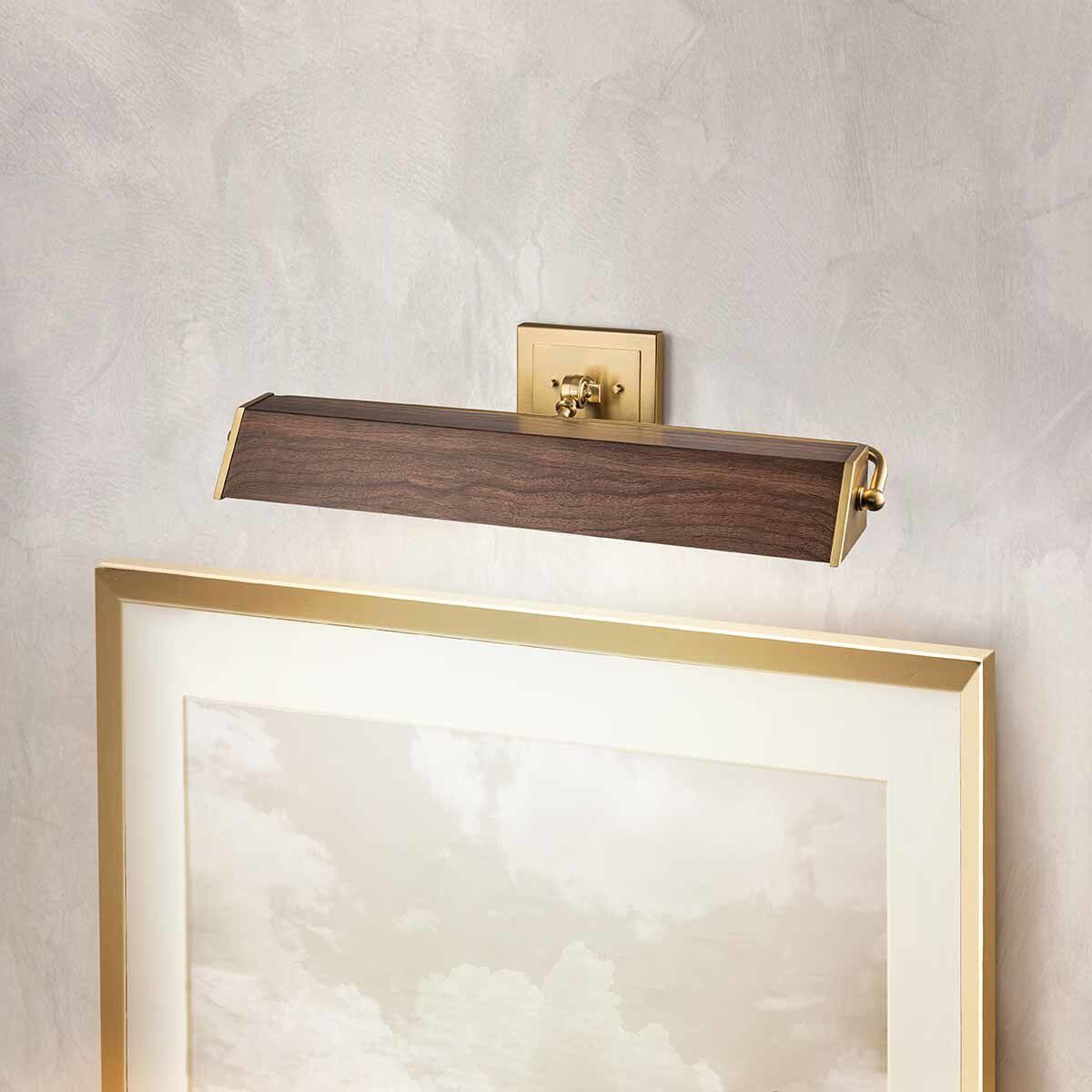 Cade 160 watt 26 inch Wood Finish with Brush Brass Picture Light Wall Light
