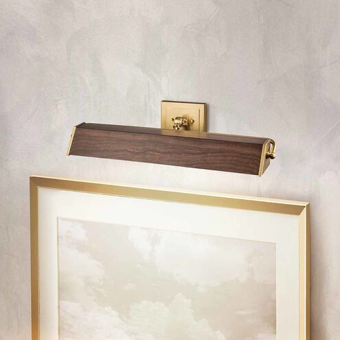Cade 160 watt 26 inch Wood Finish with Brush Brass Picture Light Wall Light