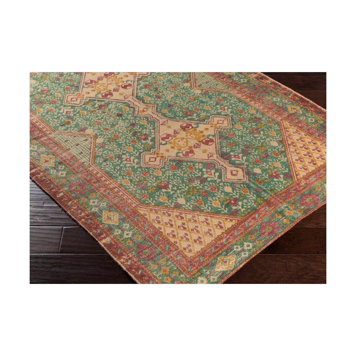 Shadi 90 X 60 inch Neutral and Blue Area Rug, Jute, Cotton, and Polyester