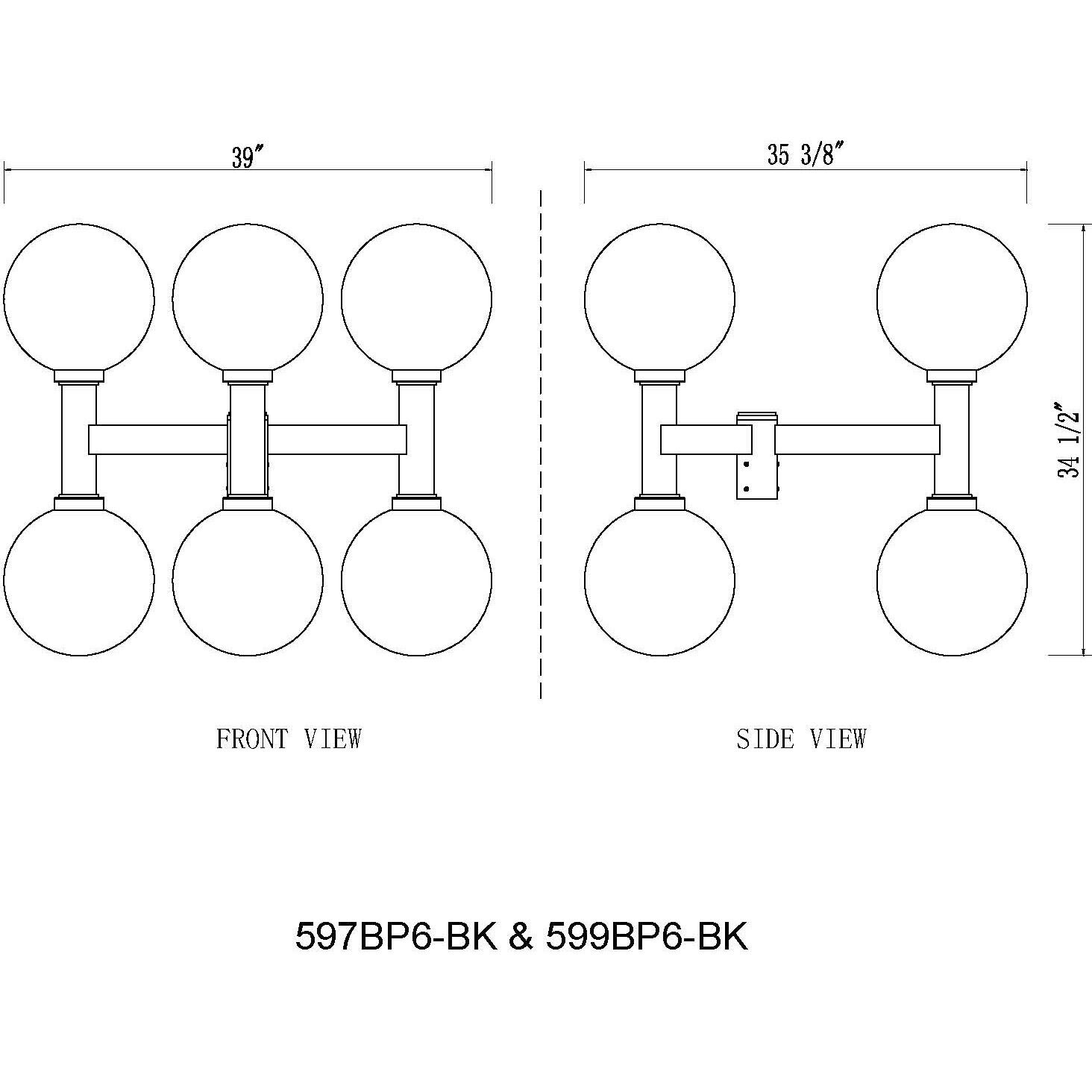 Laurent 6 Light 39 inch Black Outdoor Post Mount Fixture