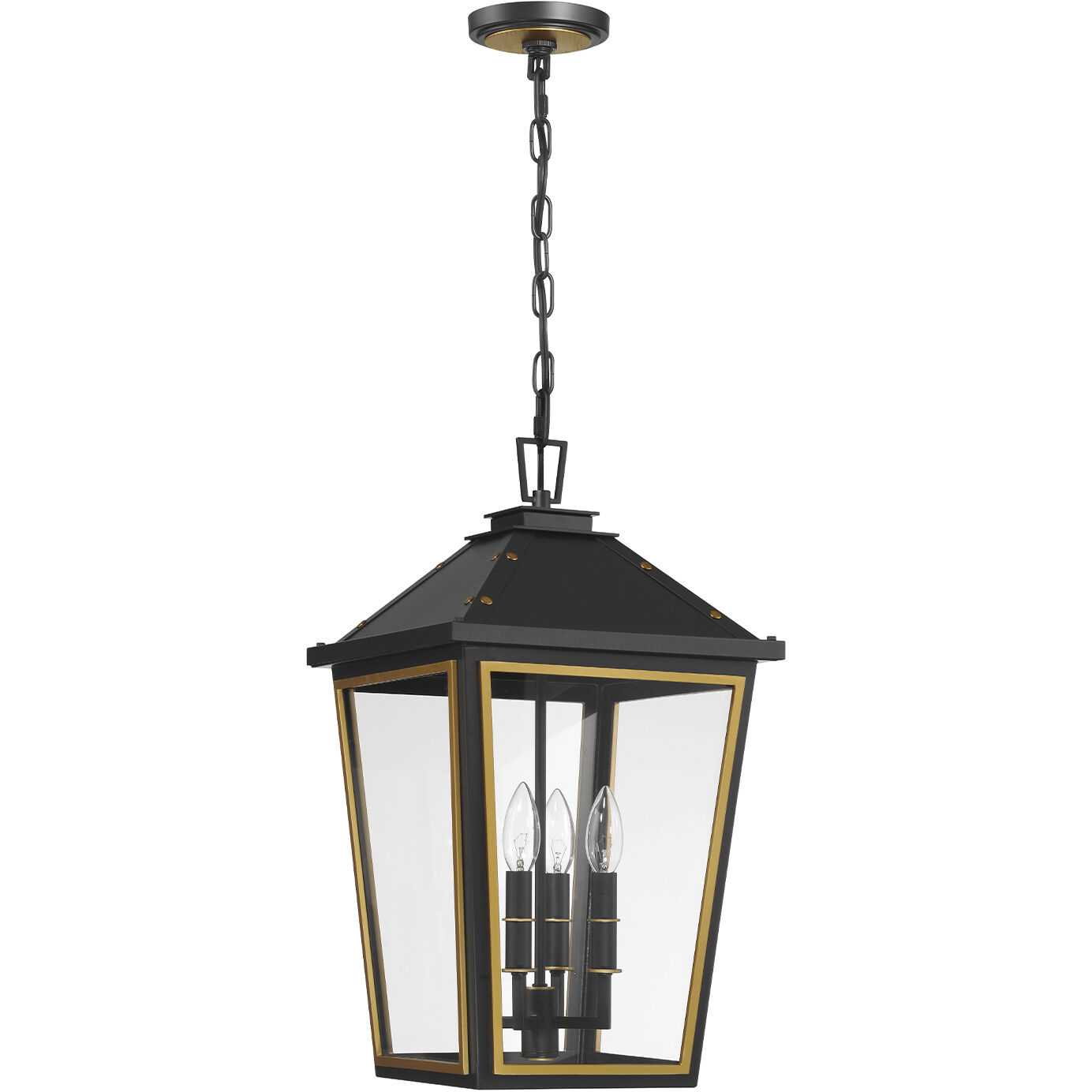 Hawkins 4 Light 12 inch Matte Black and Textured Gold Outdoor Pendant