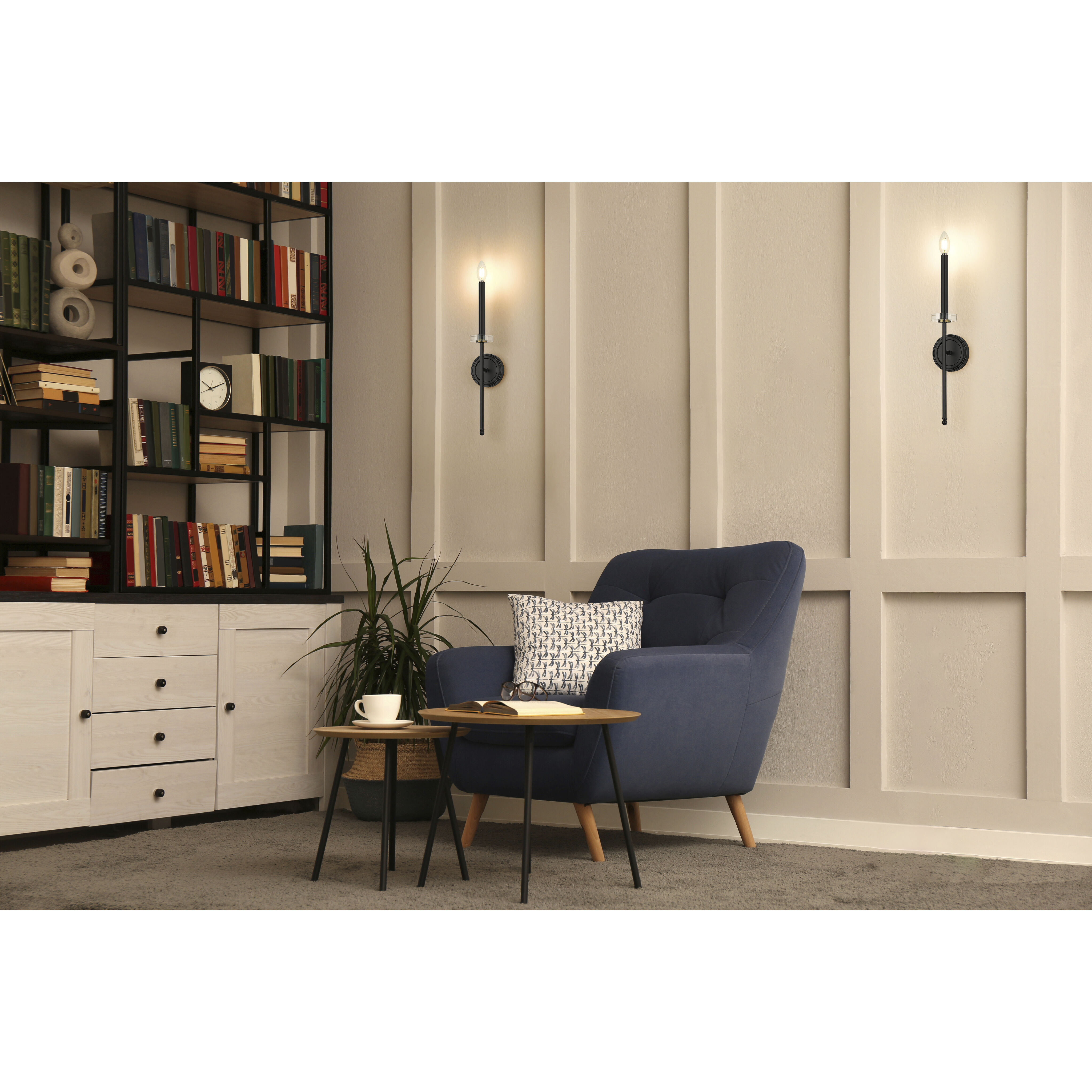 Gaultier Wall Sconce Wall Light in Matte Black and Modern Gold