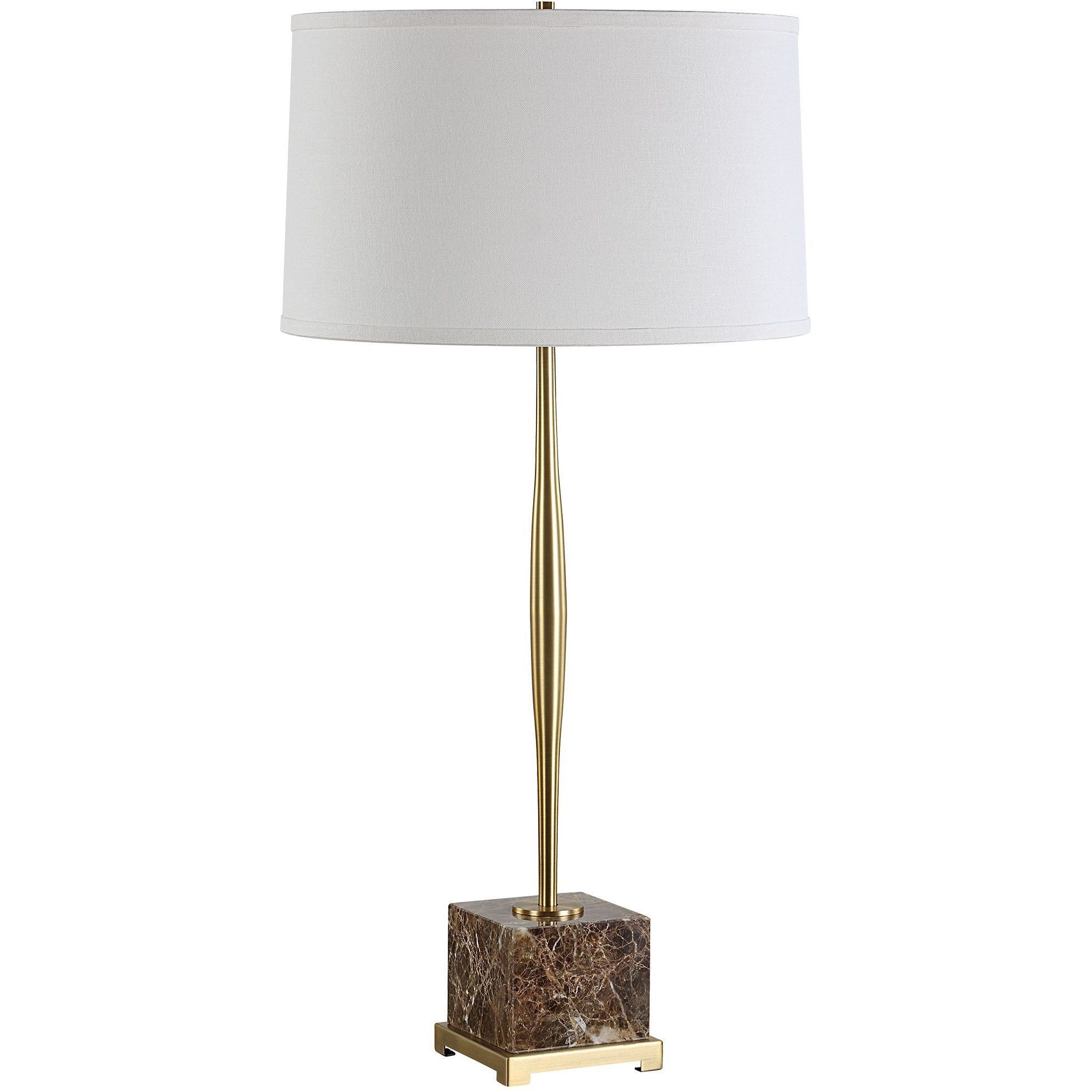 Booker 34.25 inch 150.00 watt Plated Antique Brass and Brown Marble Table Lamp Portable Light
