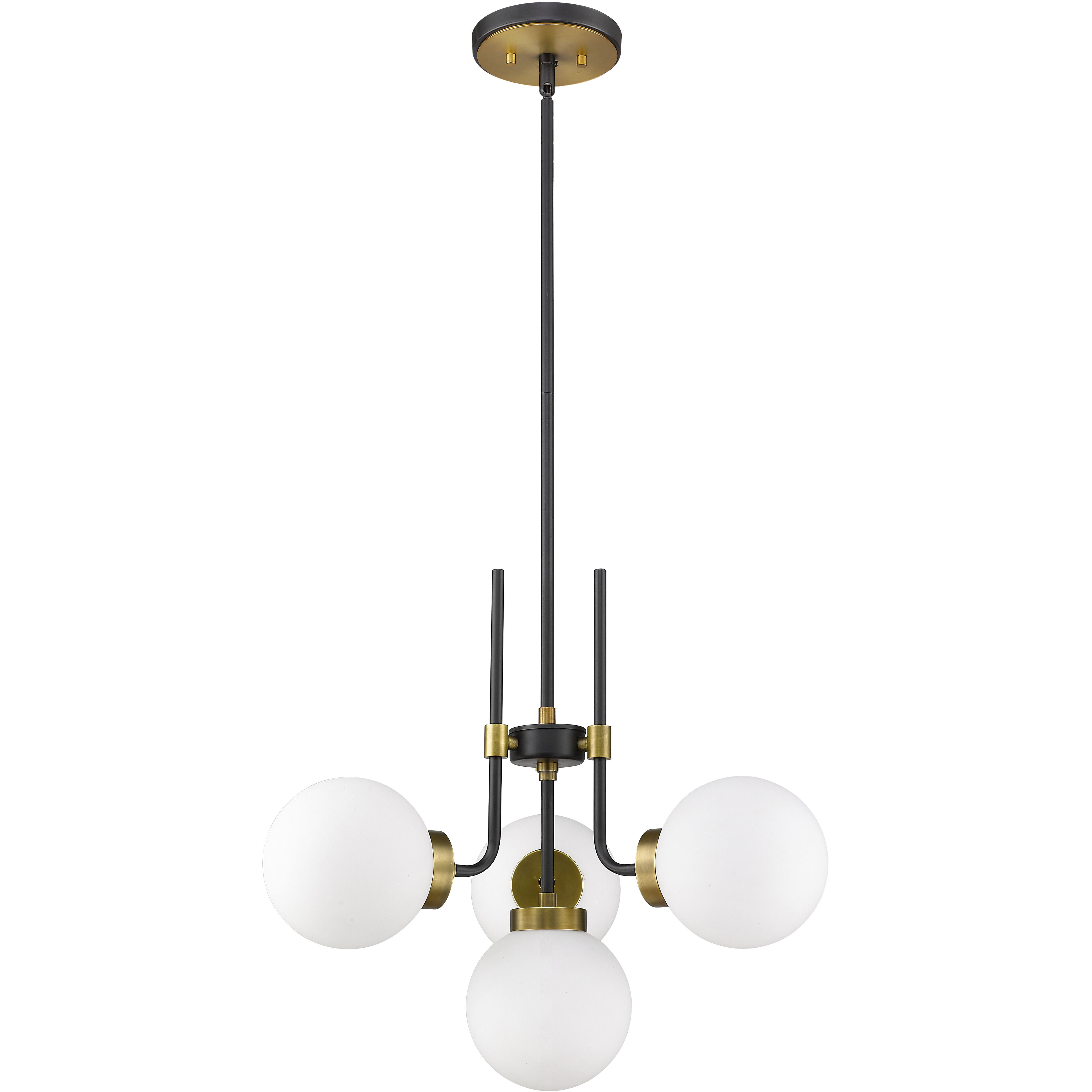 Parsons 4 Light 22 inch Matte Black and Olde Brass Chandelier Ceiling Light