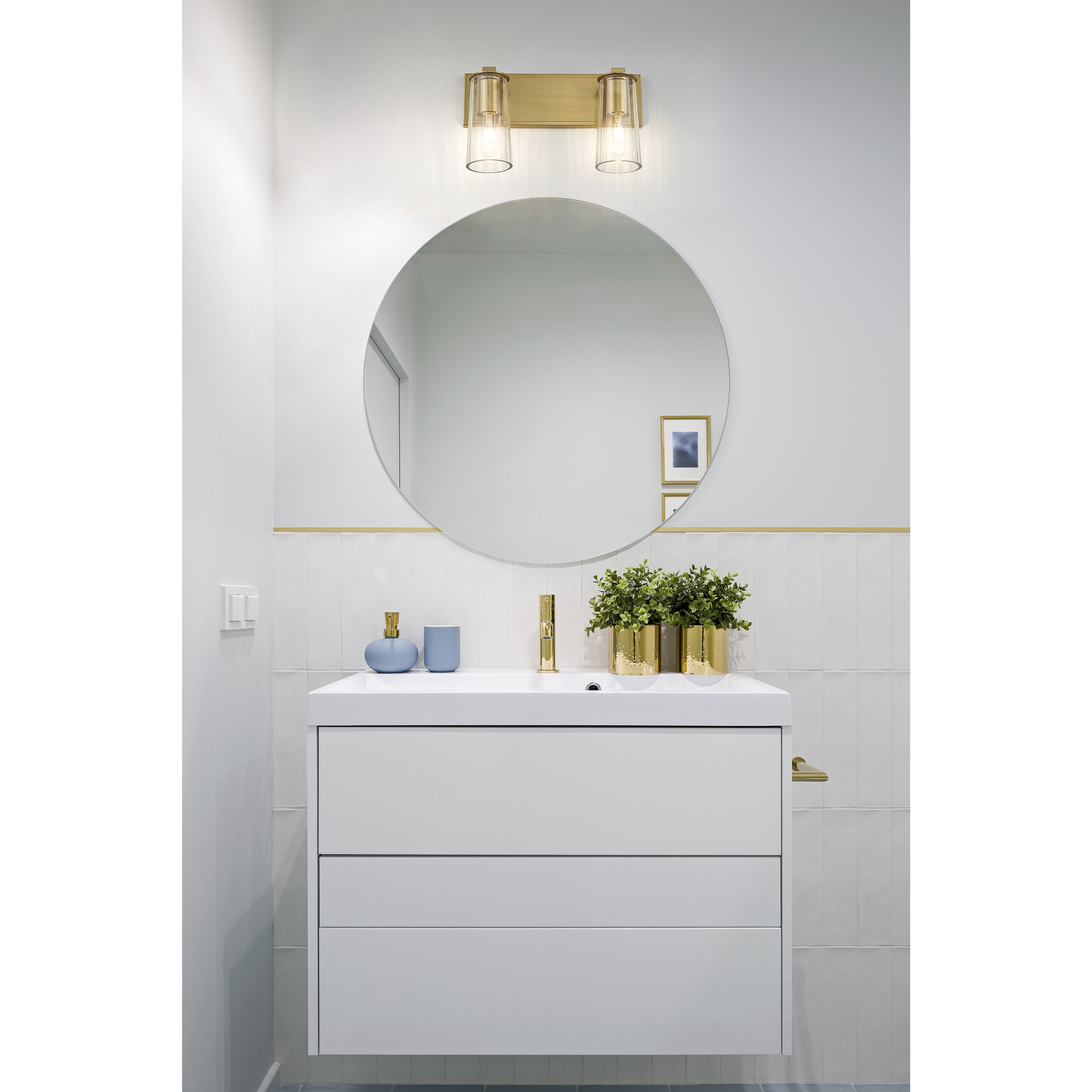 Titus 2 Light 16 inch Modern Gold Bath Vanity Light Wall Light