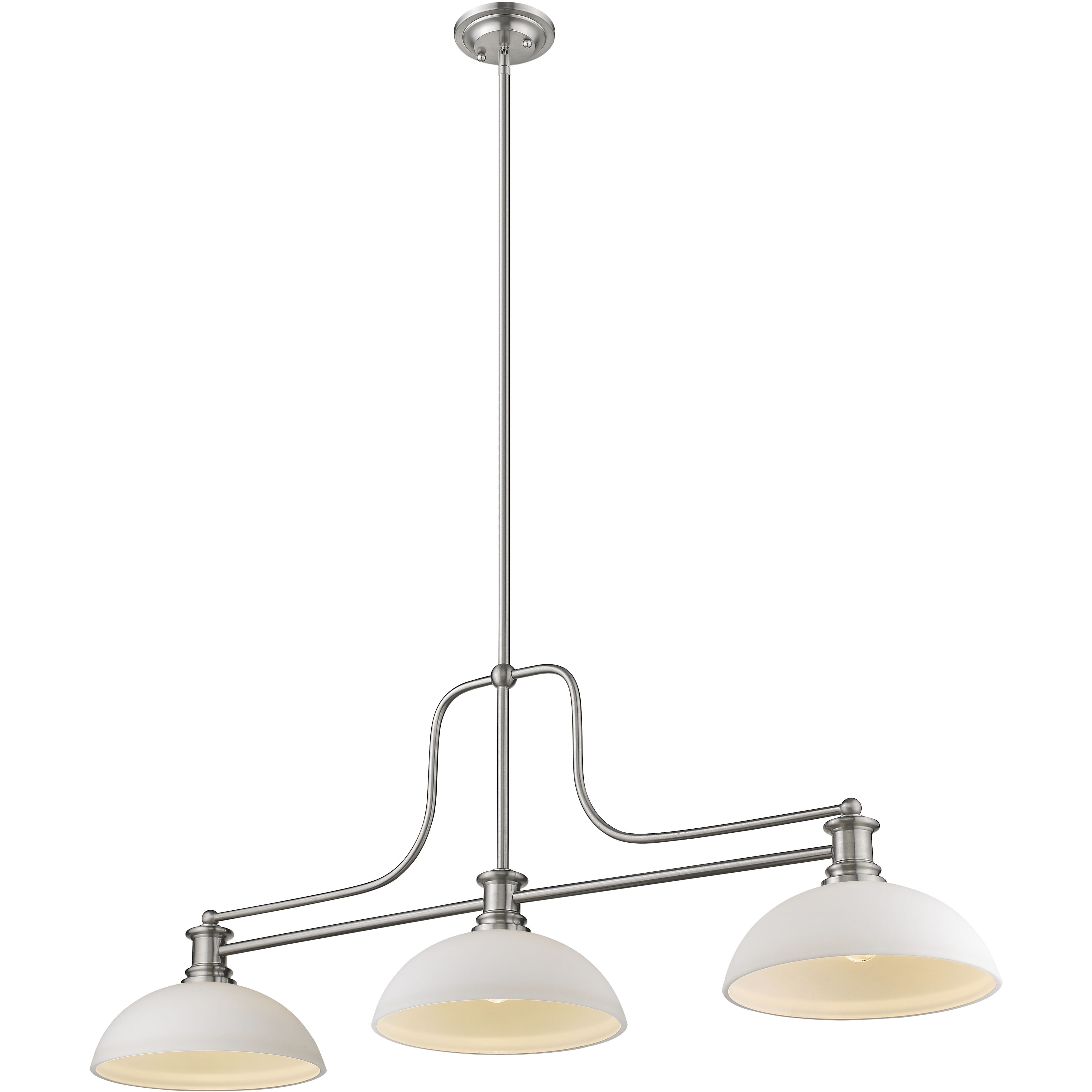 Melange 3 Light 52 inch Brushed Nickel Billiard Ceiling Light in Matte Opal Glass