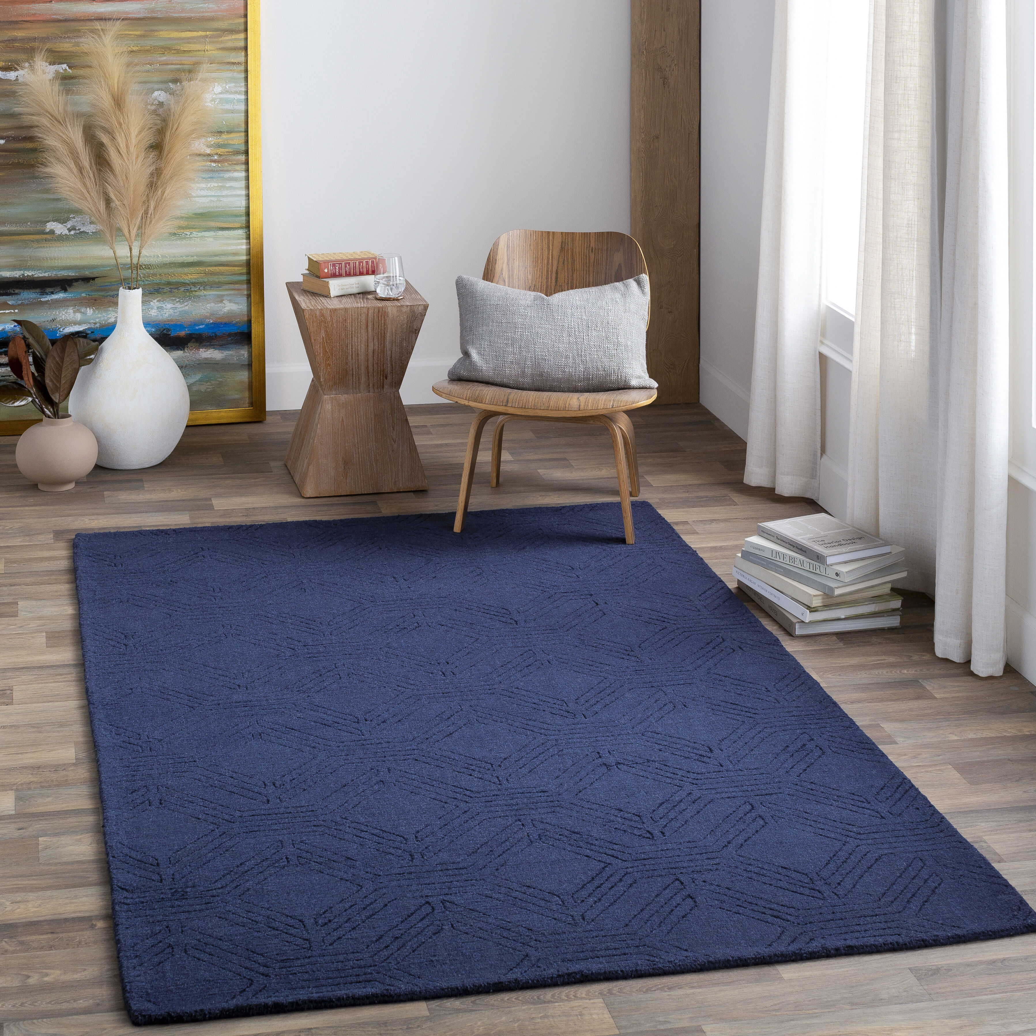 Ashlee 36 X 24 inch Dark Blue Rug in 2 x 3, Rectangle