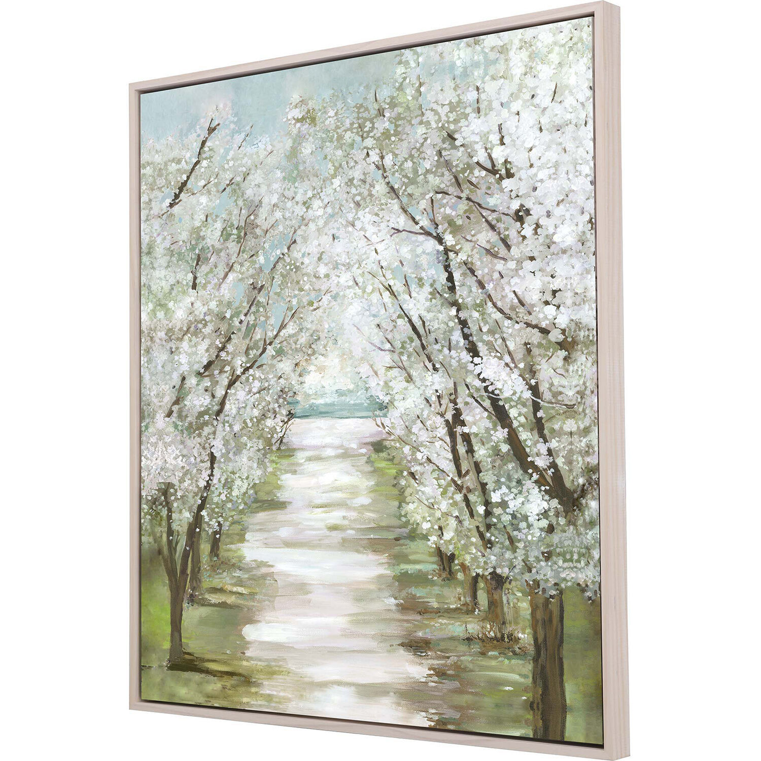 Landscapes White and Neutral and Green and Pink Canvas