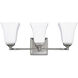 Cade 3 Light 20 inch Polished Nickel Vanity Light Wall Light