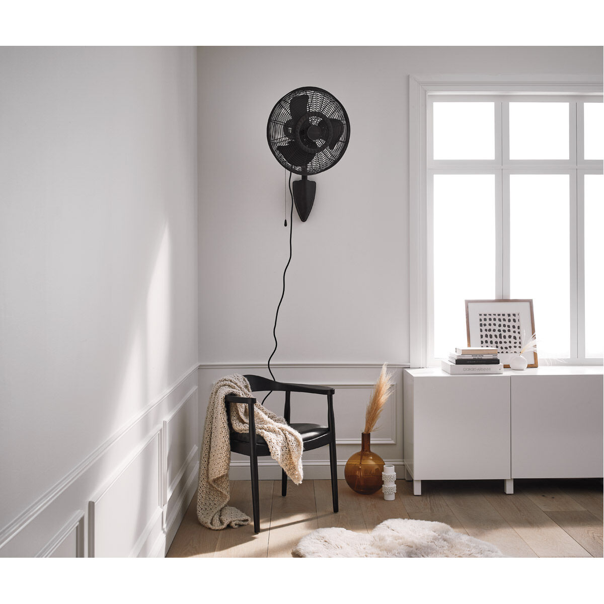 Pola 32.5 inch Satin Natural Bronze Wall Fan