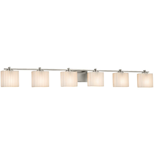 Porcelina 6 Light 55.5 inch Brushed Nickel Bath Bar Wall Light in Pleats, Incandescent