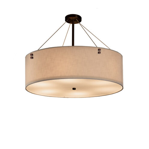 Textile 8 Light 36 inch Brushed Nickel Pendant Ceiling Light in Pair of Cylinders, White, 5600 Lm LED