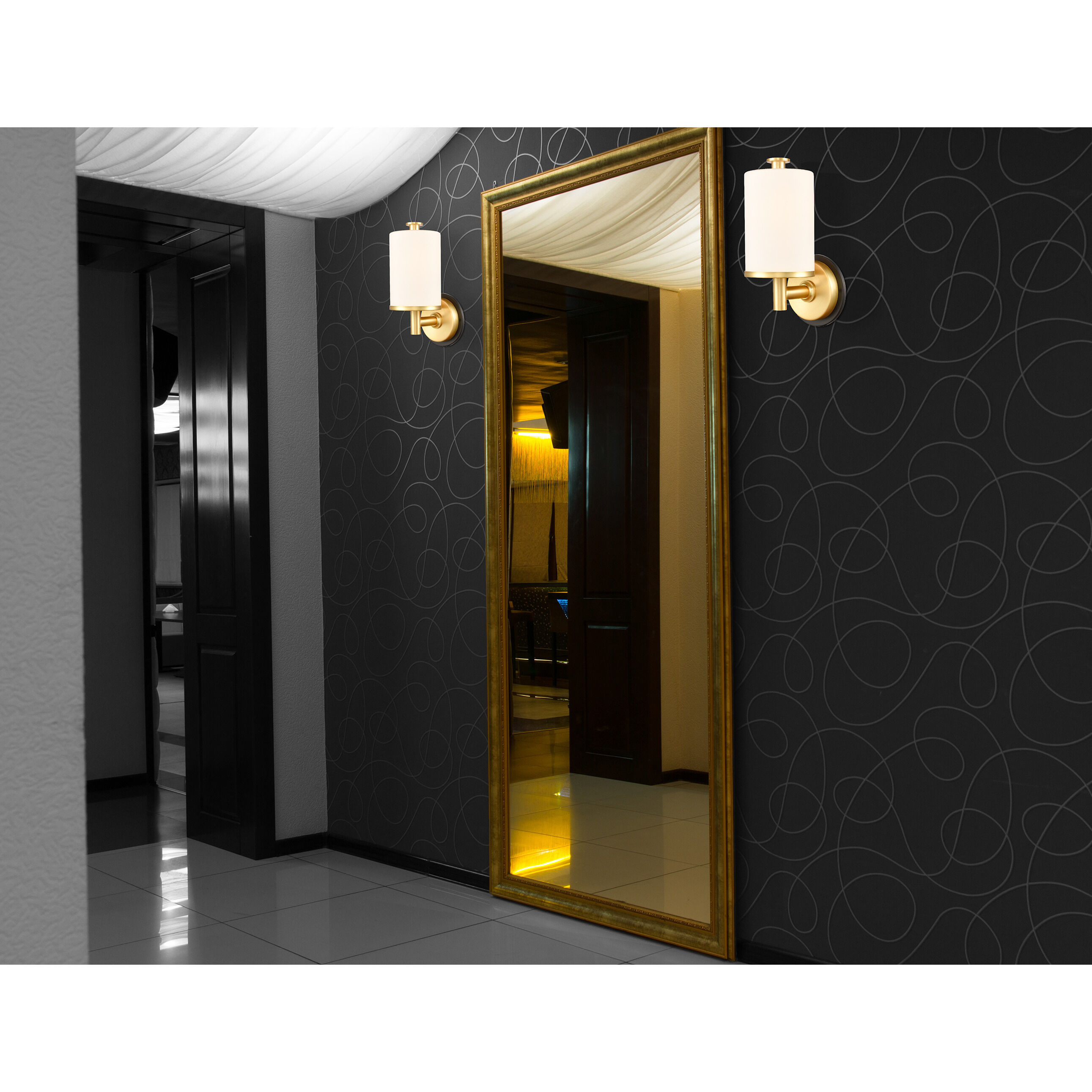 Marlowe 1 Light 5 inch Black Satin Gold Bath Vanity Light Wall Light