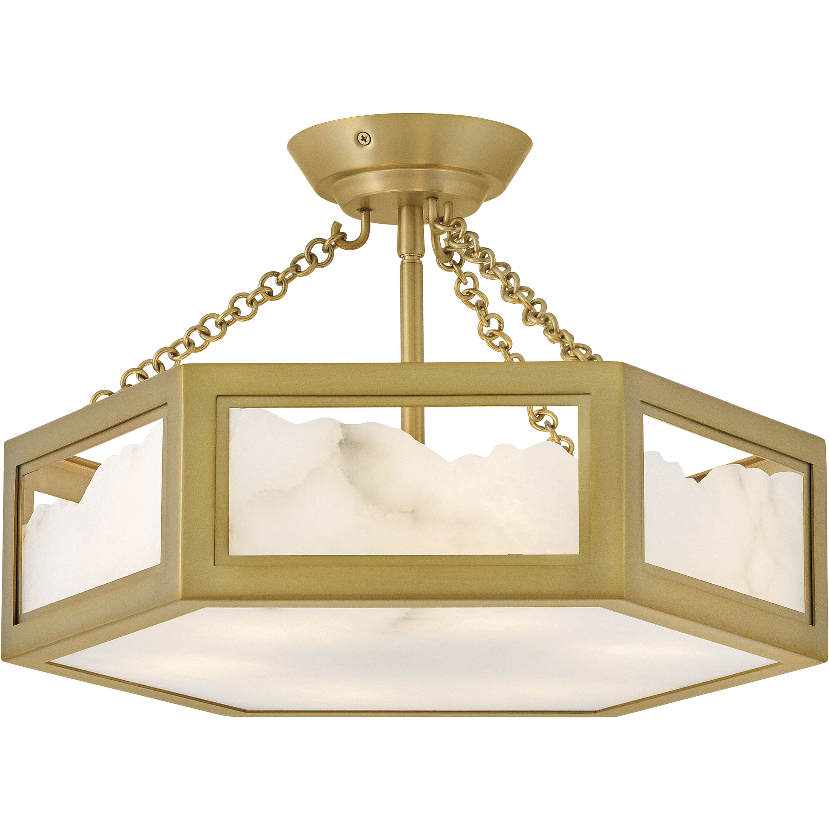 Veleta 6 Light 17 inch Lacquered Brass Semi-Flush Mount Ceiling Light