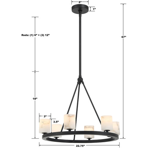 Aragon 6 Light 22.75 inch Matte Black Chandelier Ceiling Light