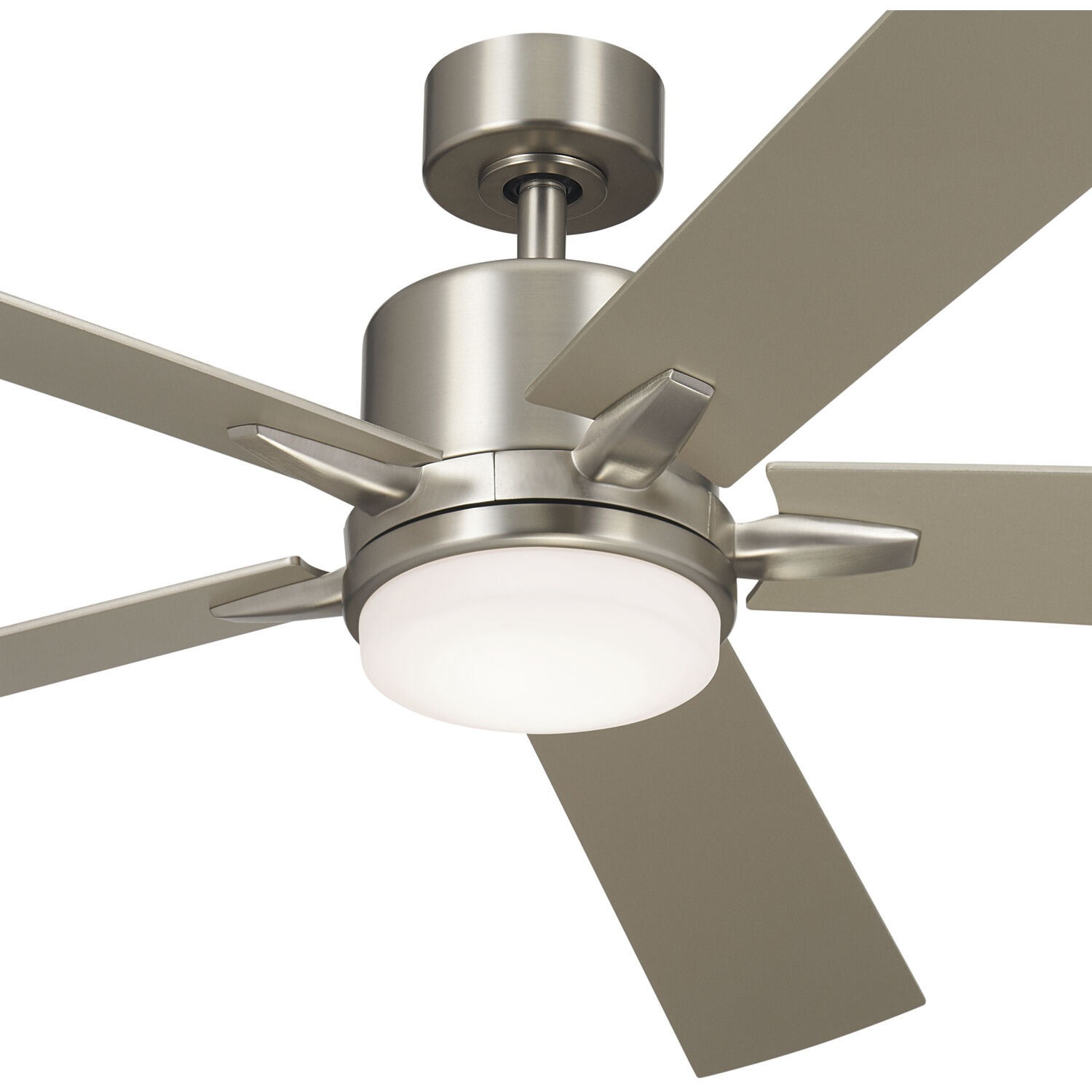 Lucian 60 inch Brushed Nickel with Walnut/Silver Blades Ceiling Fan