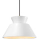 Radiance Collection - Trapezoid 1 Light 14 inch Gloss White (outside and inside of fixture) and Antique Brass Pendant Ceiling Light in Black Cord, Replaceable Bulb, Gloss White outside and inside, Form+Finish+Function
