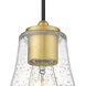 Fairfield 1 Light 7 inch Satin Gold Mini Pendant Ceiling Light in Seedy Glass