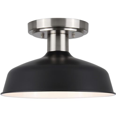 Bello 1 Light 10 inch Brushed Nickel/Matte Black Semi Flush Ceiling Light