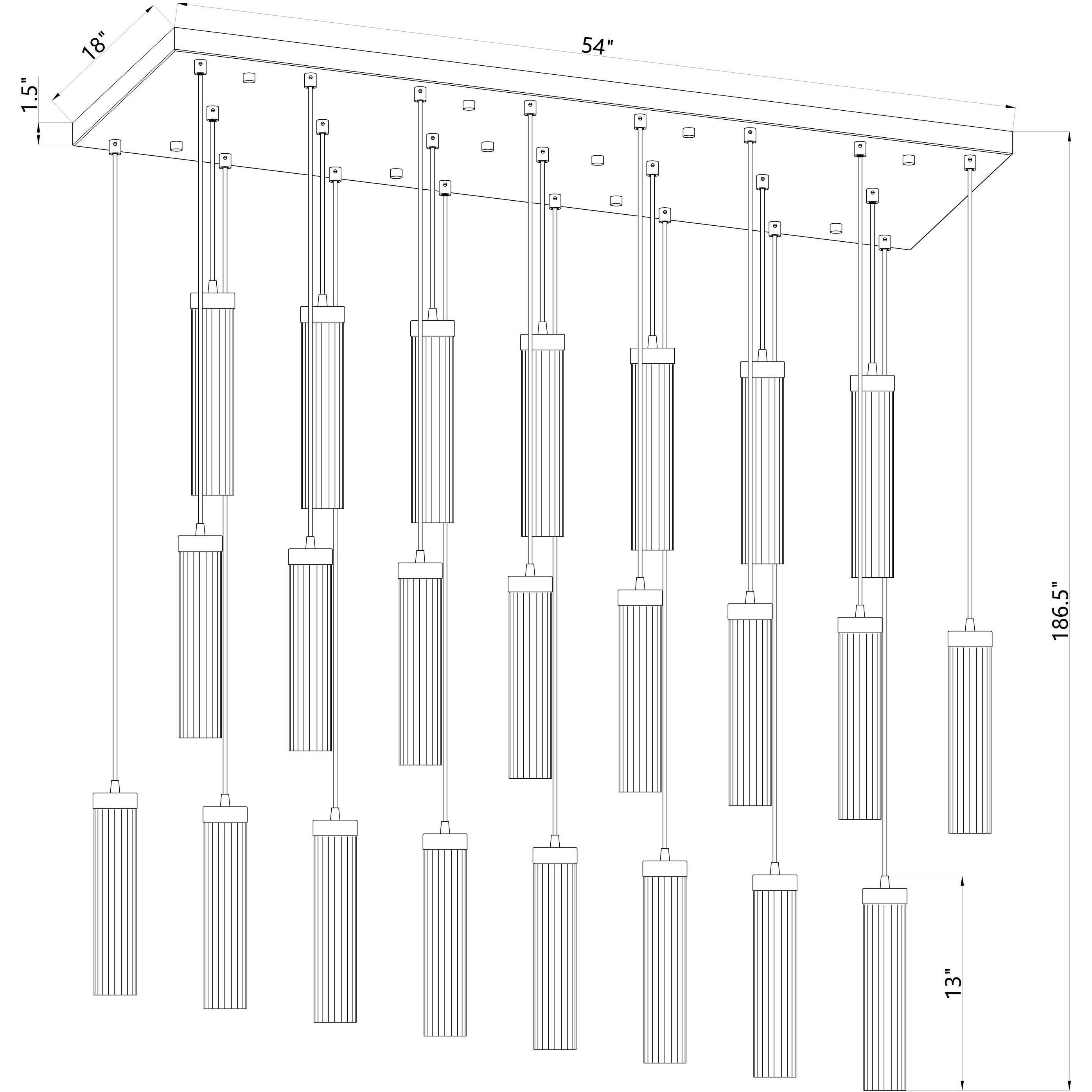 Beau 23 Light 54 inch Brushed Nickel Linear Chandelier Ceiling Light