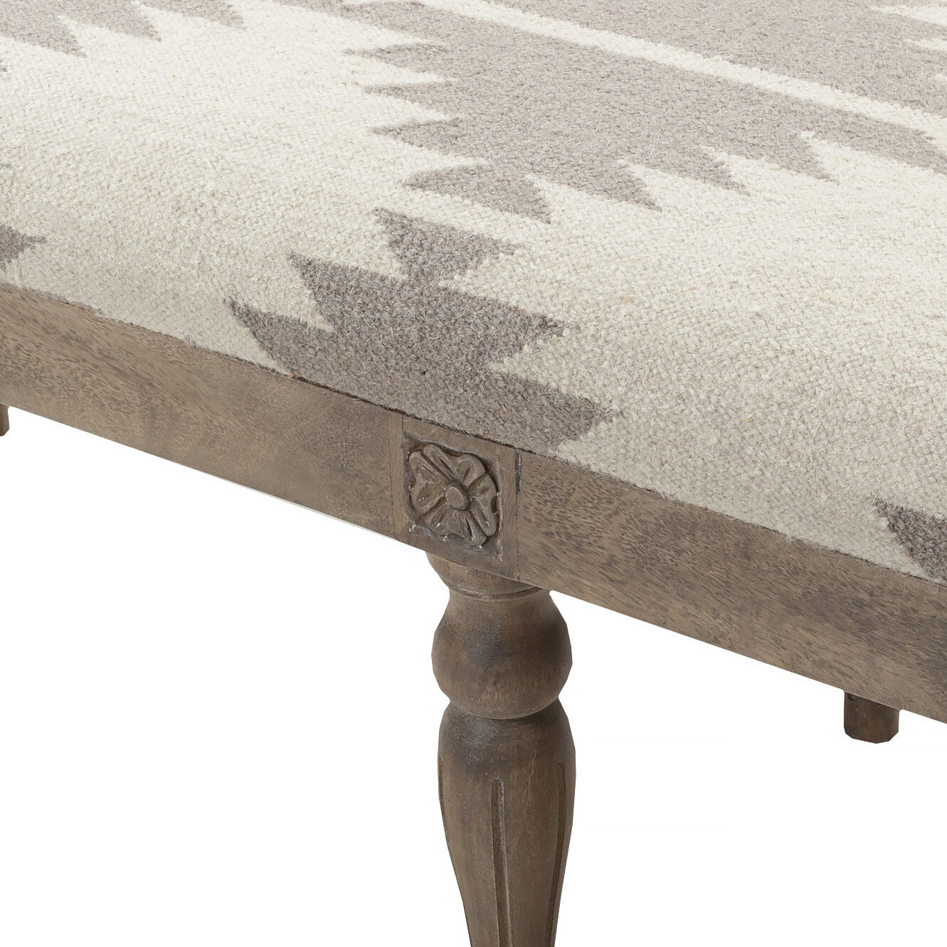 James Upholstery: Medium Gray/Light Brown; Base: Gray Bench, Rectangle, Hand Woven