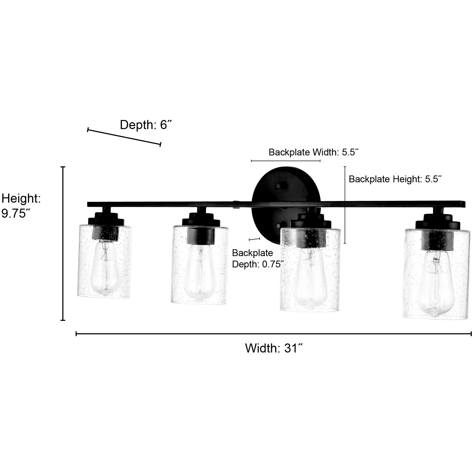 Moven 4 Light 31.13 inch Matte Black Bathroom Vanity Light Wall Light