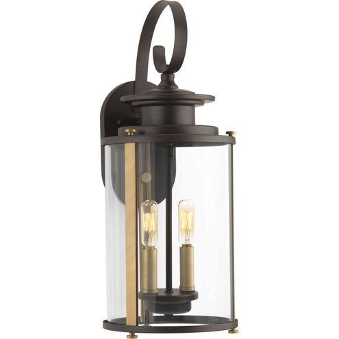 Squire 2 Light 19 inch Antique Bronze Outdoor Wall Lantern in Antique Bronze and Vintage Brass, Medium