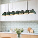Atlas 7 Light 42.38 inch Black/Pine Green Linear Pendant Ceiling Light in Black and Pine Green