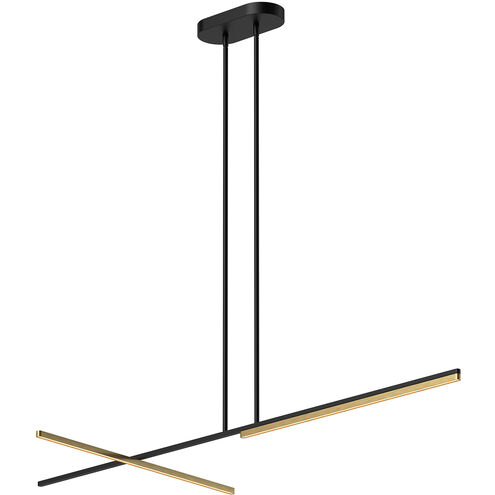 Shift Linear Pendant Ceiling Light in Black and Brushed Gold