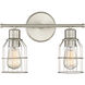 Industrial 2 Light 15 inch Brushed Nickel Bathroom Vanity Light Wall Light