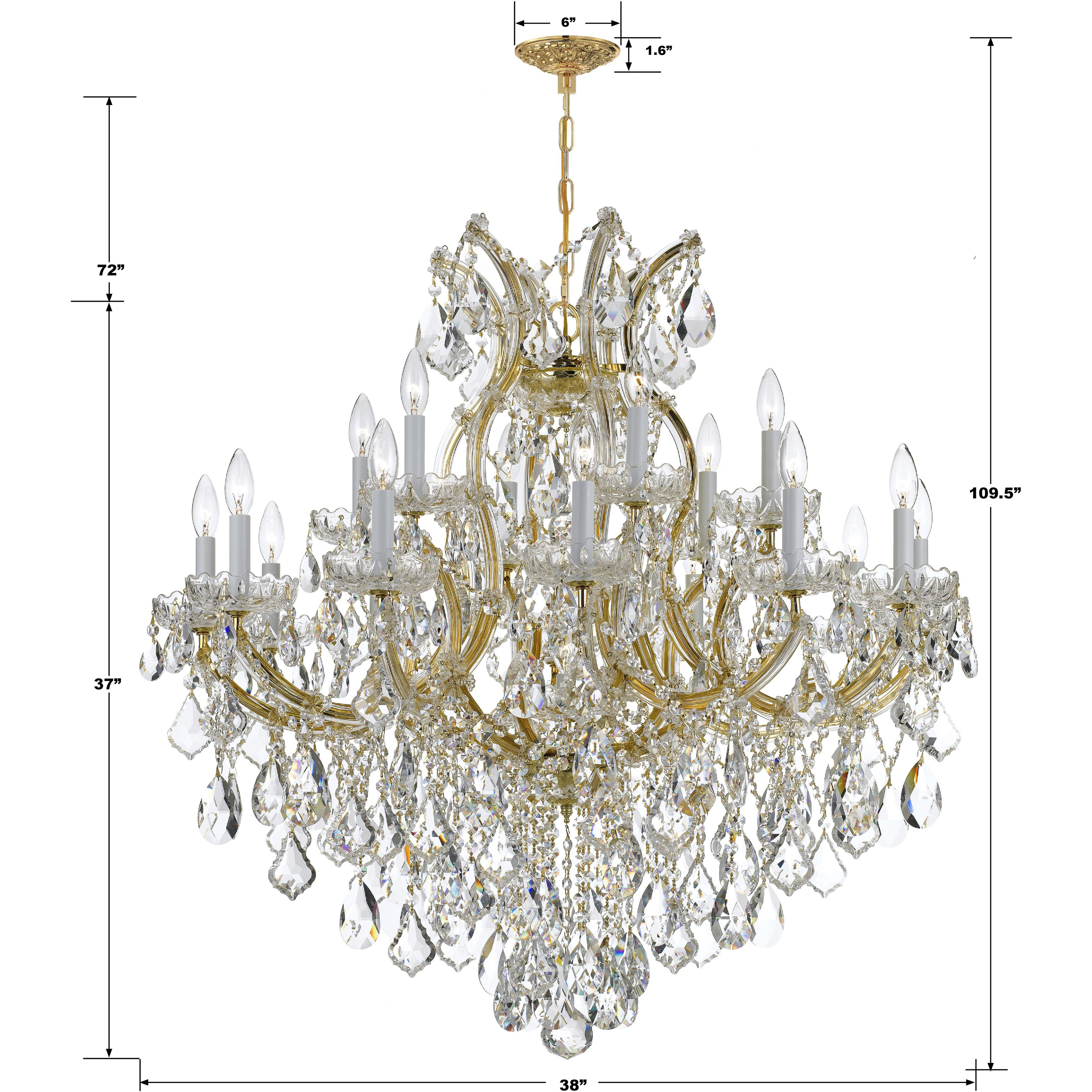 Maria Theresa 19 Light 38 inch Gold Chandelier Ceiling Light in Clear Hand Cut