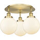 Canton 3 Light 19.75 inch Brushed Brass Flush Mount Ceiling Light in Matte White