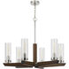 Ercolano 6 Light 32 inch Wood/Brushed Steel Chandelier Ceiling Light