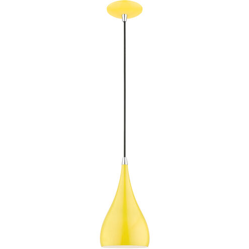 Amador 1 Light 6.25 inch Shiny Yellow with Polished Chrome Accents Mini Pendant Ceiling Light
