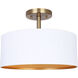 Rexton 2 Light 13 inch Matte White and Gold Semi-Flush Mount Ceiling Light