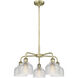 Dayton 5 Light 23.5 inch Antique Brass and Clear Chandelier Ceiling Light