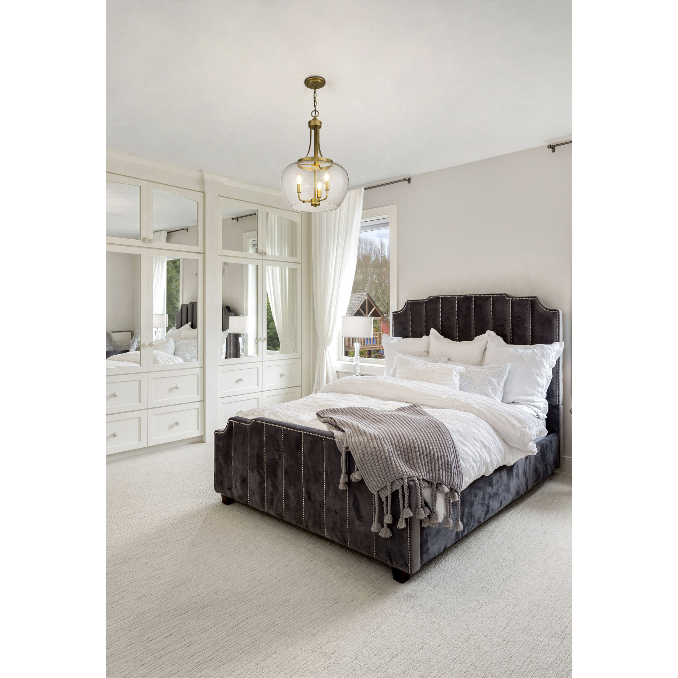 Joliet 3 Light 15.75 inch Olde Brass Pendant Ceiling Light