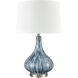 Northcott 28 inch 150 watt Blue with Brushed Steel Table Lamp Portable Light