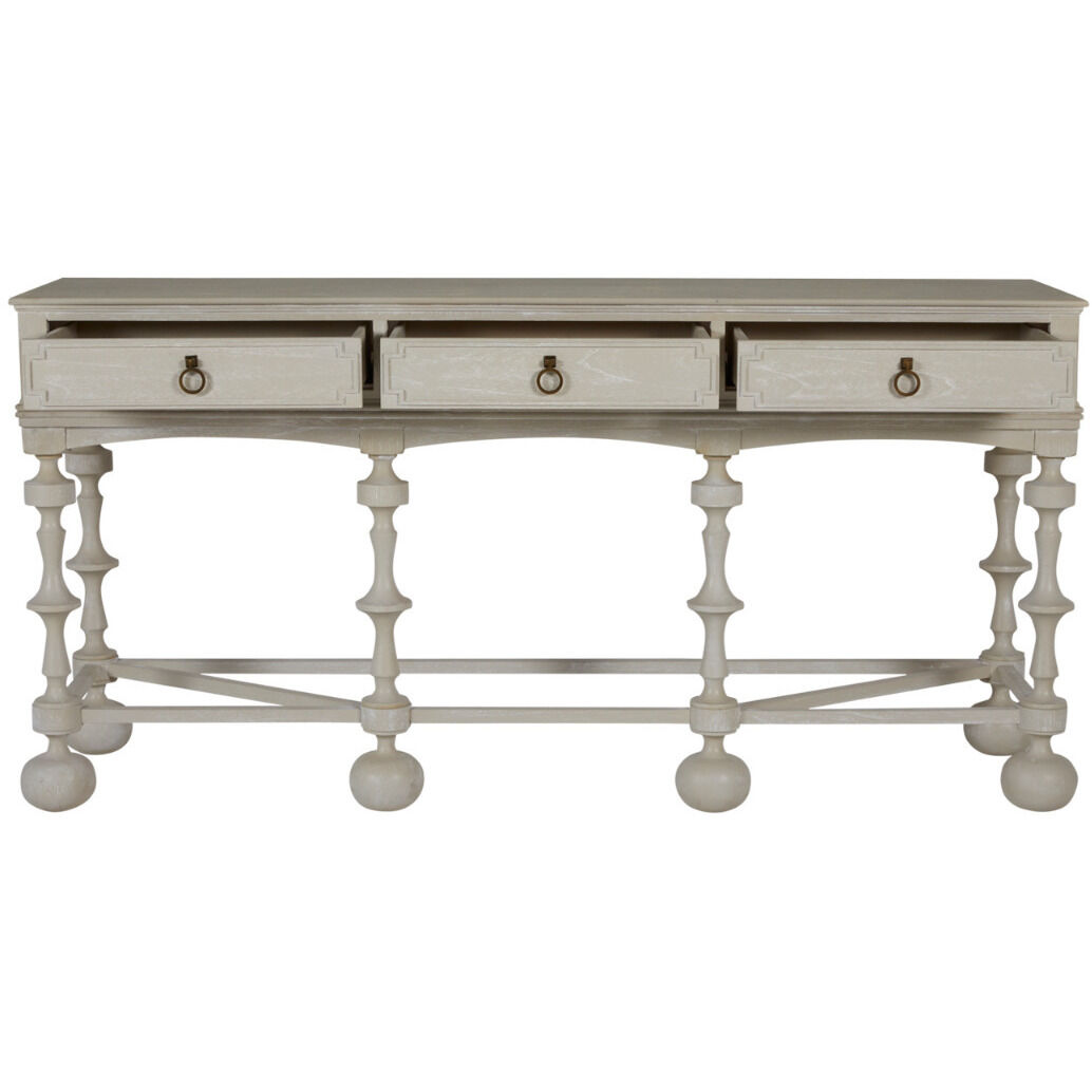 Arrington 76 X 21 inch Cerused White / Antique Brass Console Table