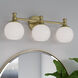 Orlisse 3 Light 23.5 inch Vintage Brass Bathroom Vanity Light Wall Light