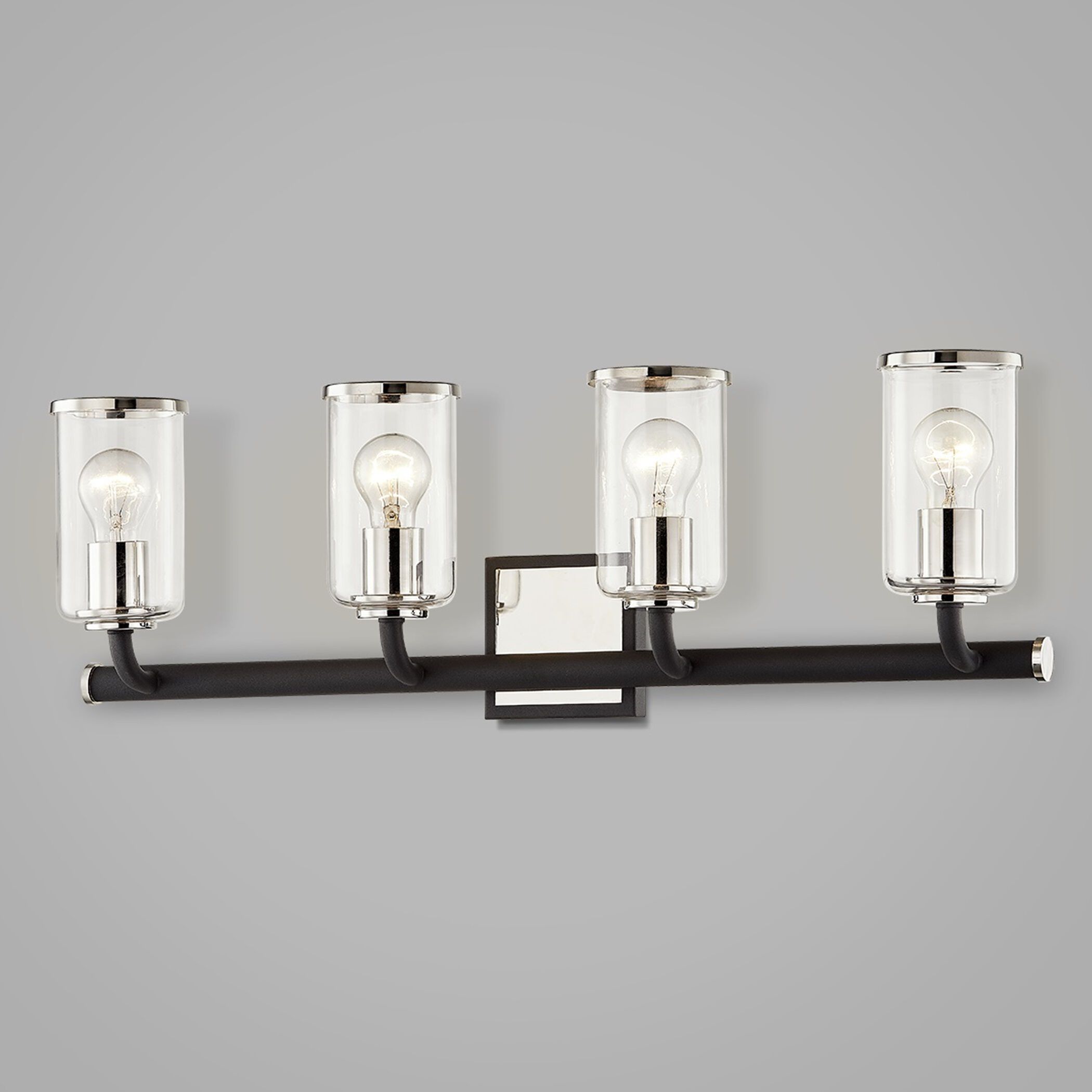 Aeon 4 Light 28 inch Carbide Black and Polished Nickel Bath And Vanity Wall Light
