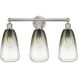 Edison Brookhaven Almond 3 Light 24 inch Brushed Satin Nickel Bath Vanity Light Wall Light in Slate Glass
