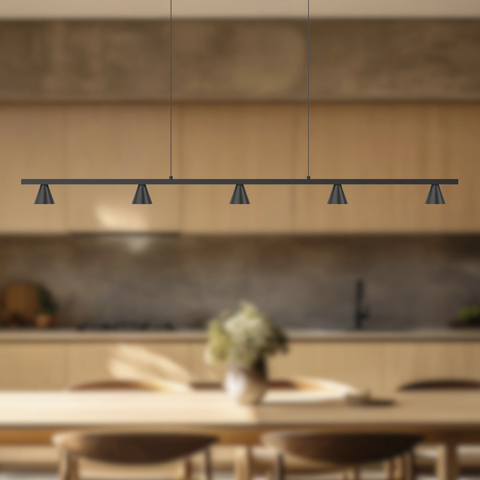 Dune Linear Pendant Ceiling Light in Black