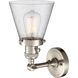 Franklin Restoration Small Cone 1 Light 6 inch Brushed Satin Nickel Sconce Wall Light in Seedy Glass, Franklin Restoration
